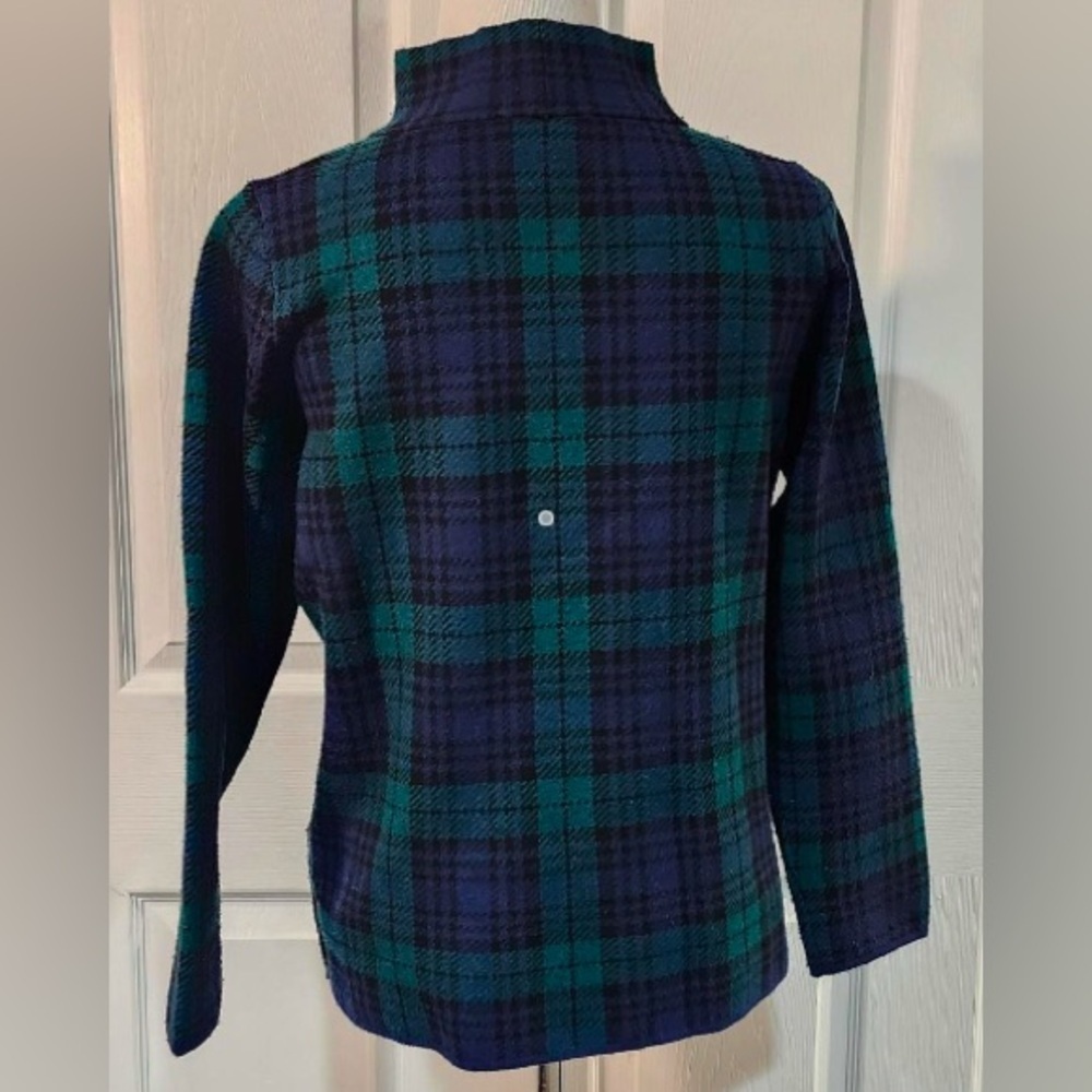 Appleseeds - NEW - Black Watch Plaid Mock Turtleneck with side button detail. L - Picture 4 of 11